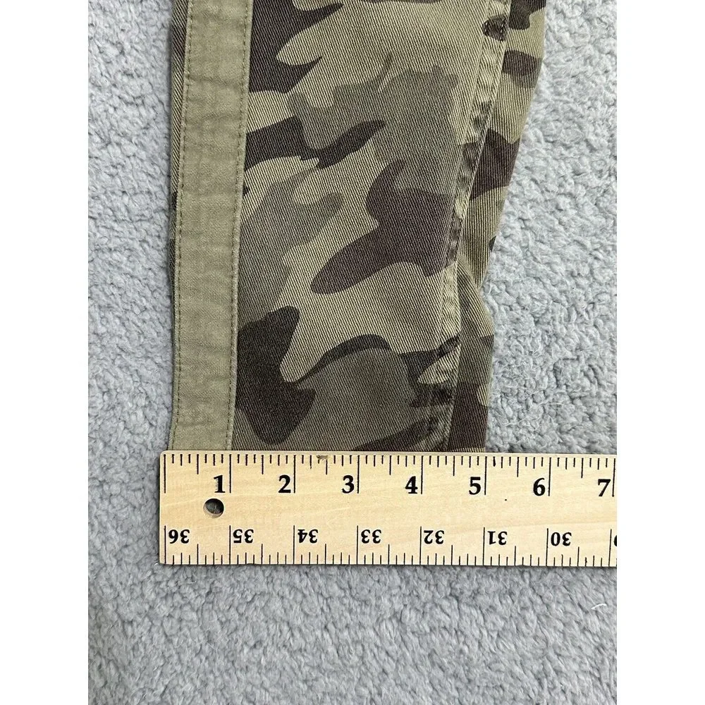 Zara Z1975‎ Denim Camouflage Ankle Pants Green Distressed Raw Hem Womens 4 - Picture 7 of 11